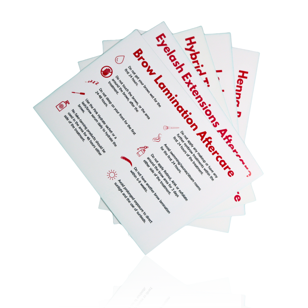Lash Aftercare Extension Care SSF20 Cards | 50 Pack | 2 X 3.5" Inches