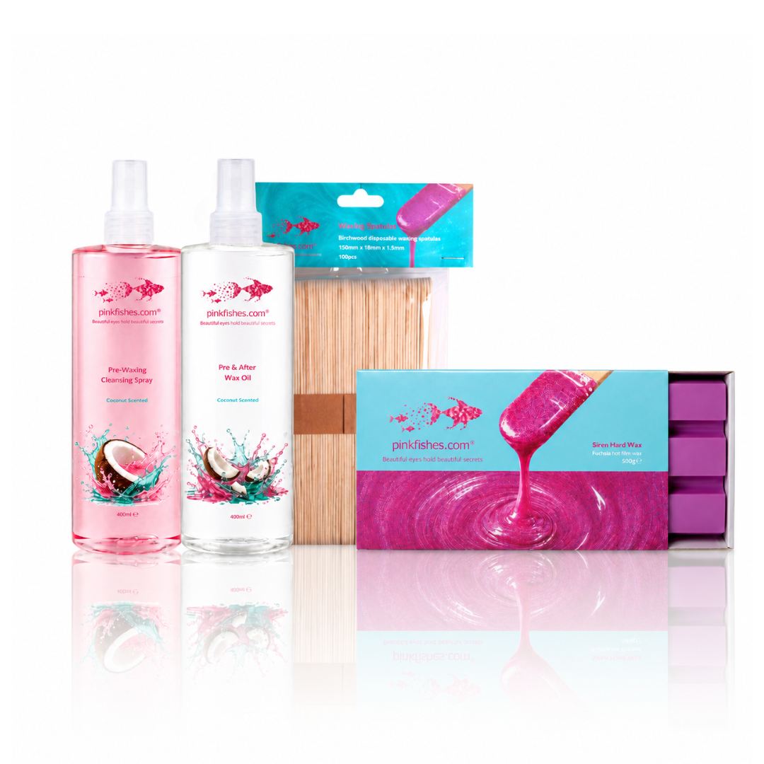 Pinkfishes Hard Wax Starter Kit with Pre & After Wax Oil.