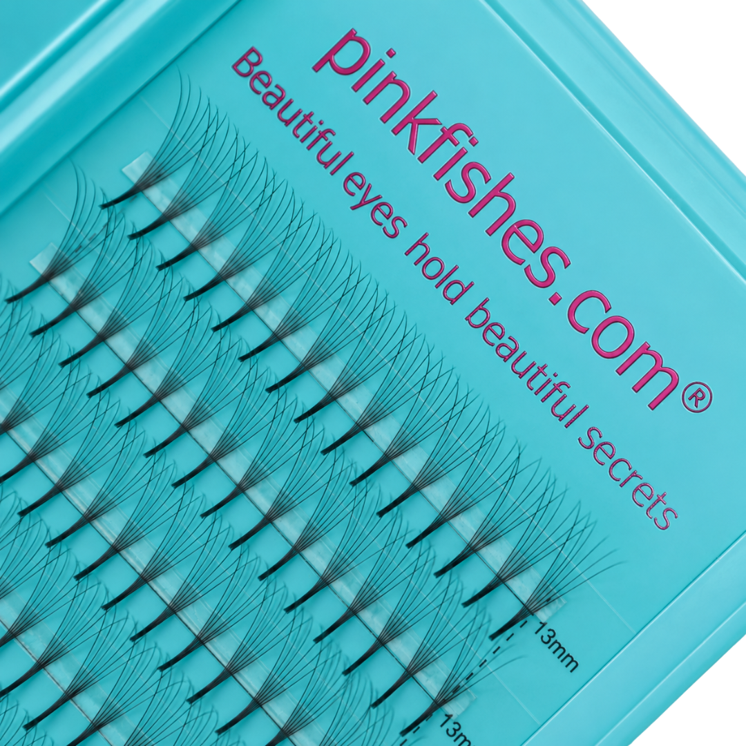 Close up of Narrow Lash Fans in Tray.