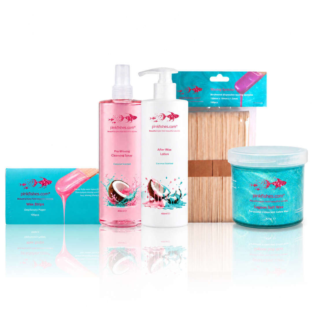 Pinkfishes Strip Wax Starter Kit with Lagoon Soft Wax and After Wax Lotion. 