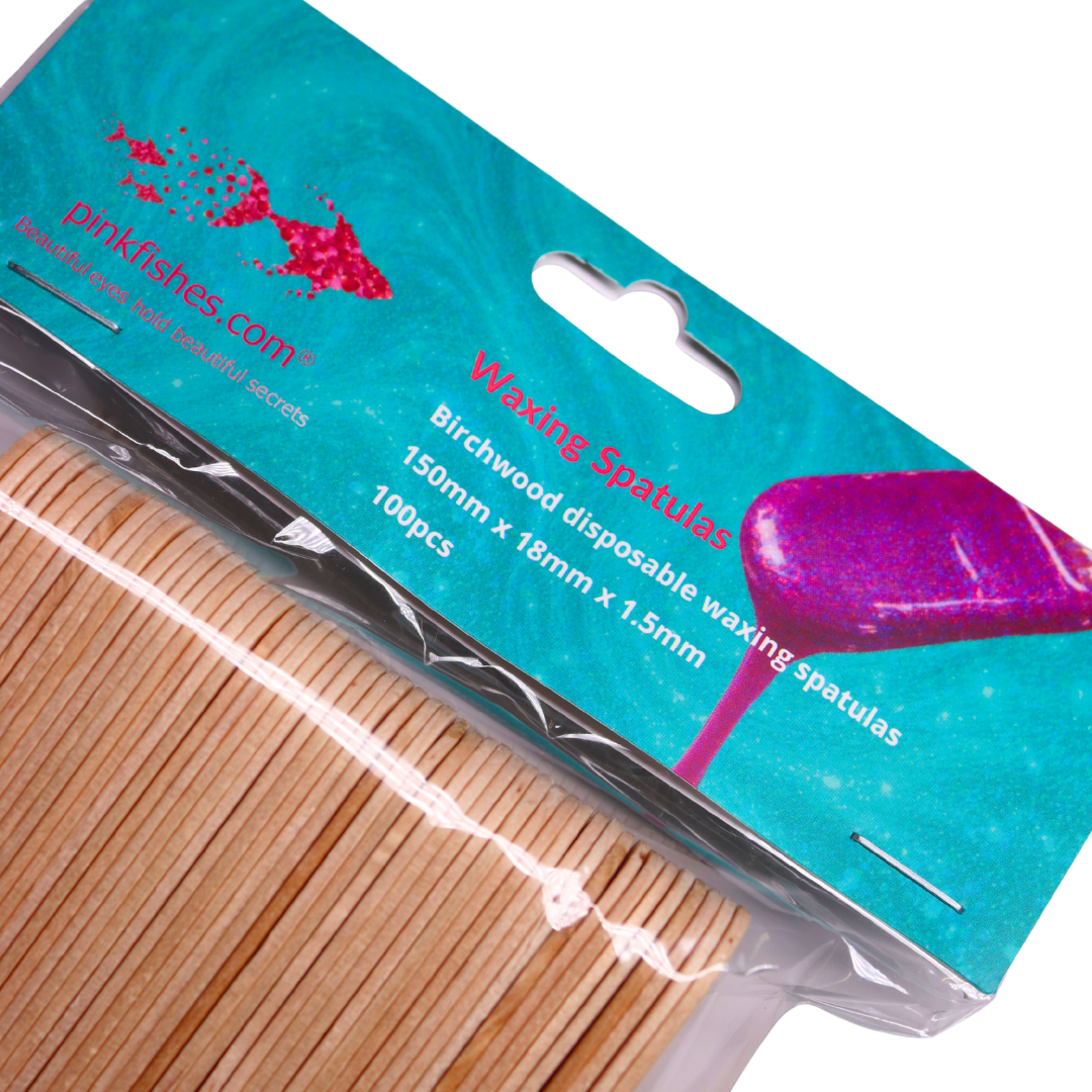 Pinkfishes Waxing Spatulas in packaging.