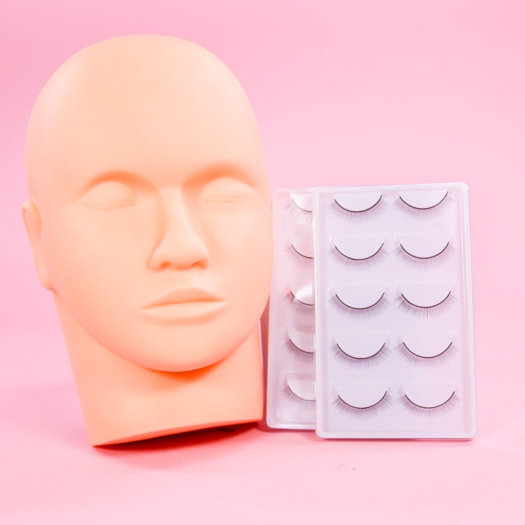 Mannequin Head and 10 pairs of Training Strip Lashes